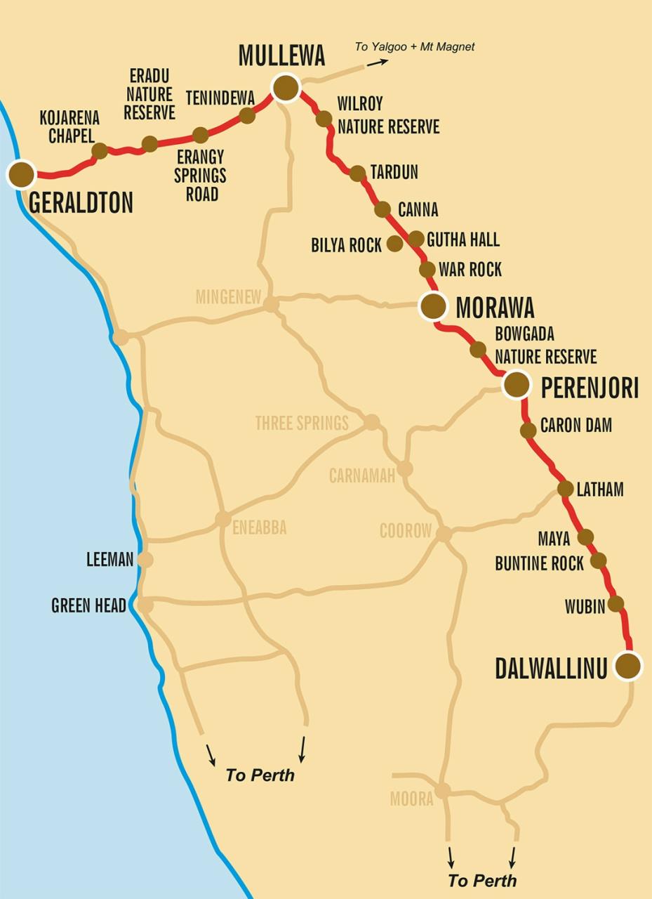 WILDFLOWER WAY MAP – WA’s WILDFLOWER SELF DRIVE ROUTE